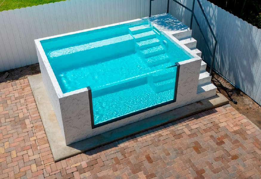 Piscina elevada de acero KITPOOL con ventana